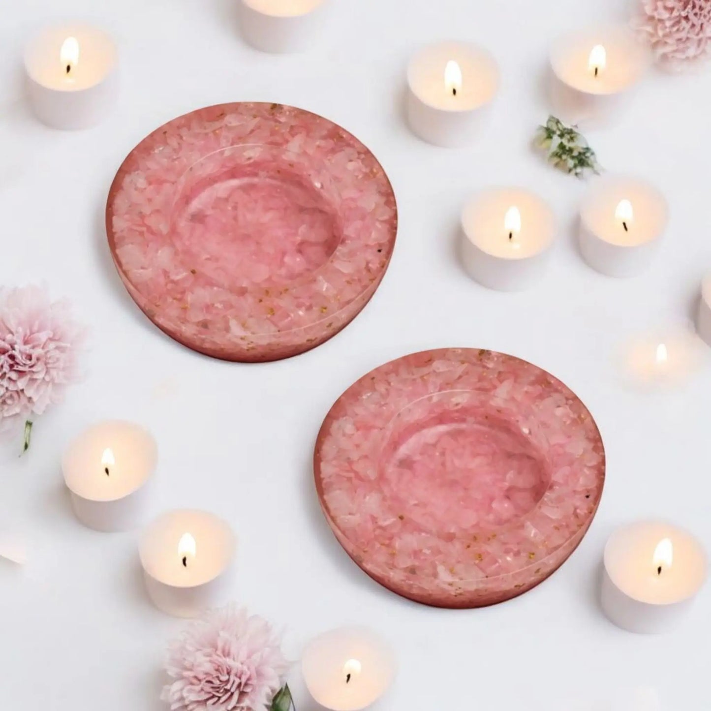 Rose Quartz Orgonite Candle Holder (Pack of 2)
