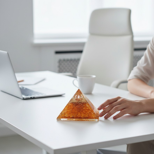Citrine Natural Crystal Stone Orgonite Pyramid