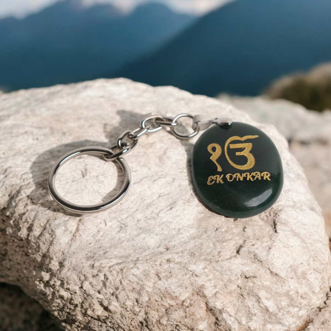 Ek Onkar Keychain / Keyring (Jade Stone)