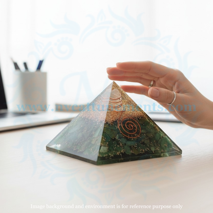 Green Aventurine Natural Crystal Stone Orgonite Pyramid