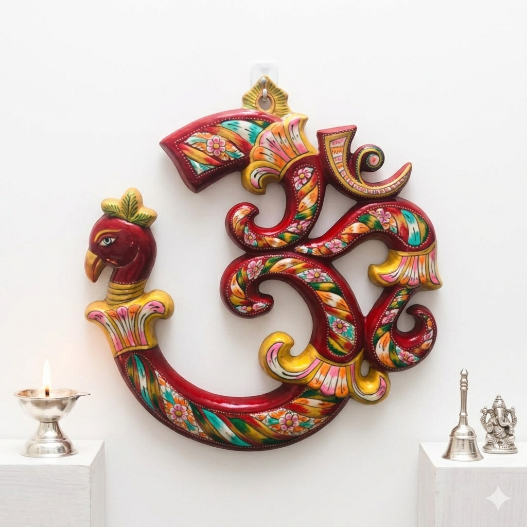 Beautiful Hand Painted OM Wall Hanging Decor (Multicolor)