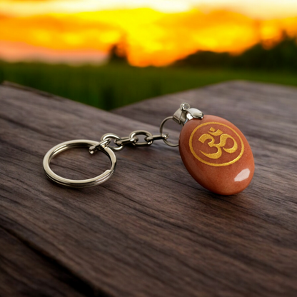 Om Keyring (Red Jasper Stone)