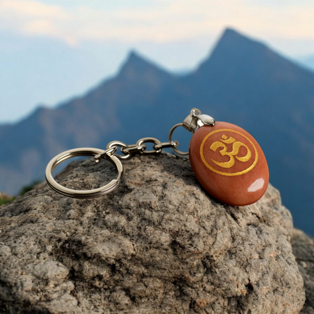 Om Keyring (Red Jasper Stone)