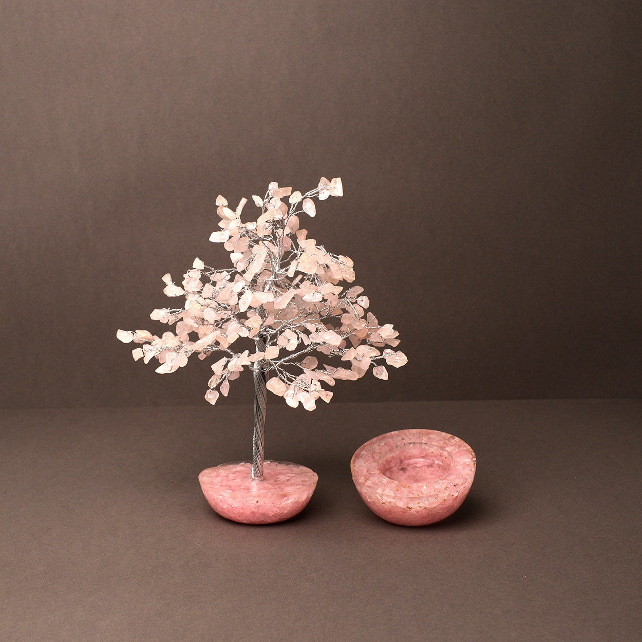 Rose Quartz Combo (Tree-candle Holder)