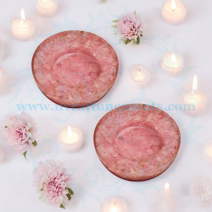Rose Quartz Orgonite Candle Holder (Pack of 2)