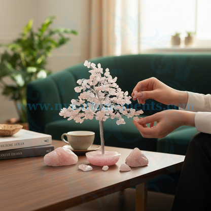 Rose Quartz Natural Crystal Stone Tree