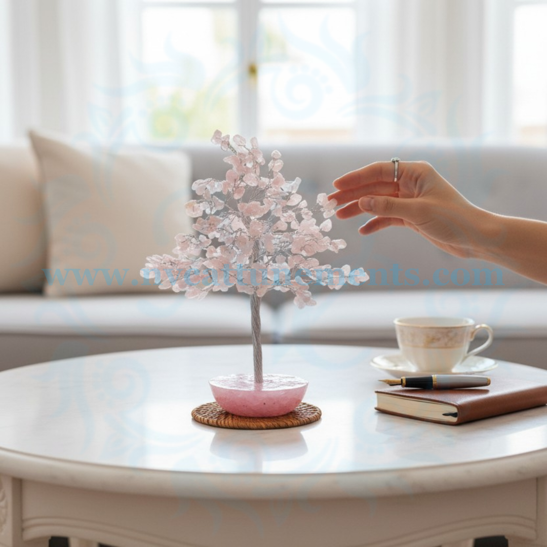 Rose Quartz Natural Crystal Stone Tree