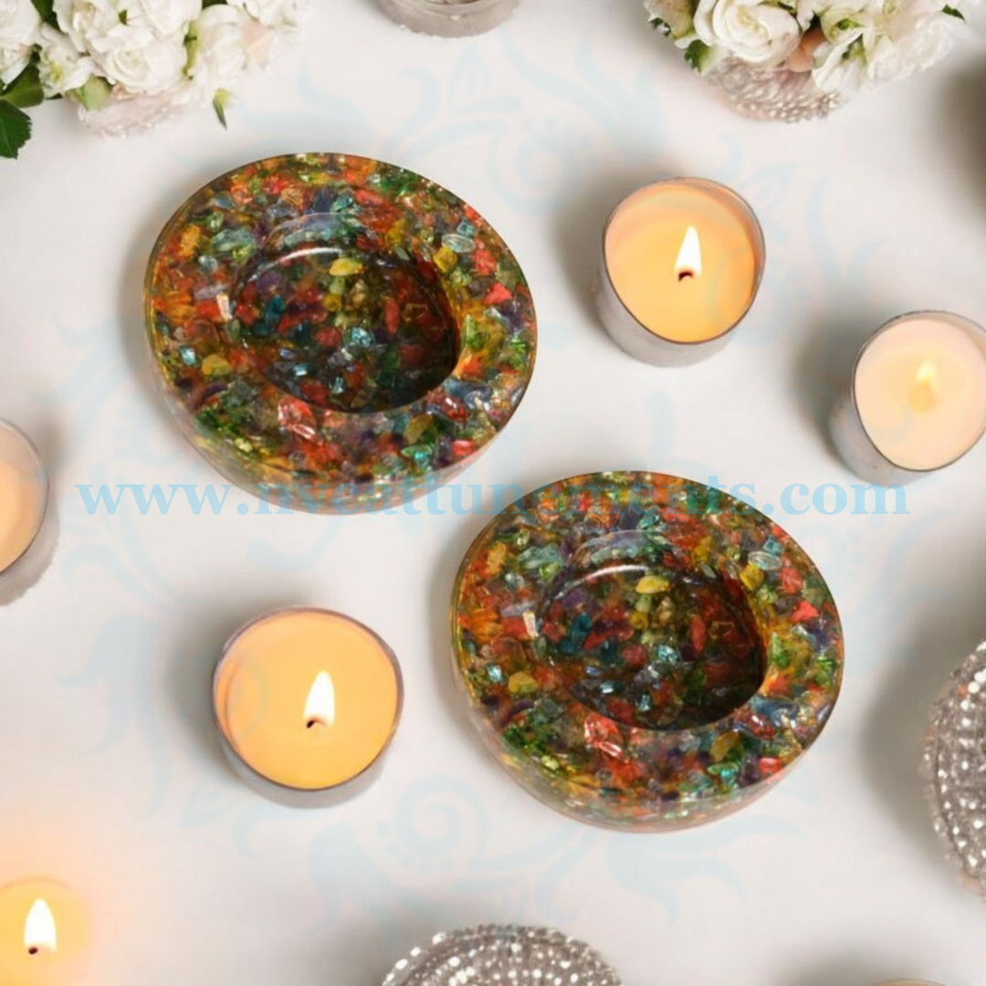 Seven Chakra Orgonite Candle Holder (Pack of 2)