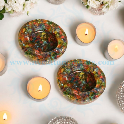 Seven Chakra Orgonite Candle Holder (Pack of 2)