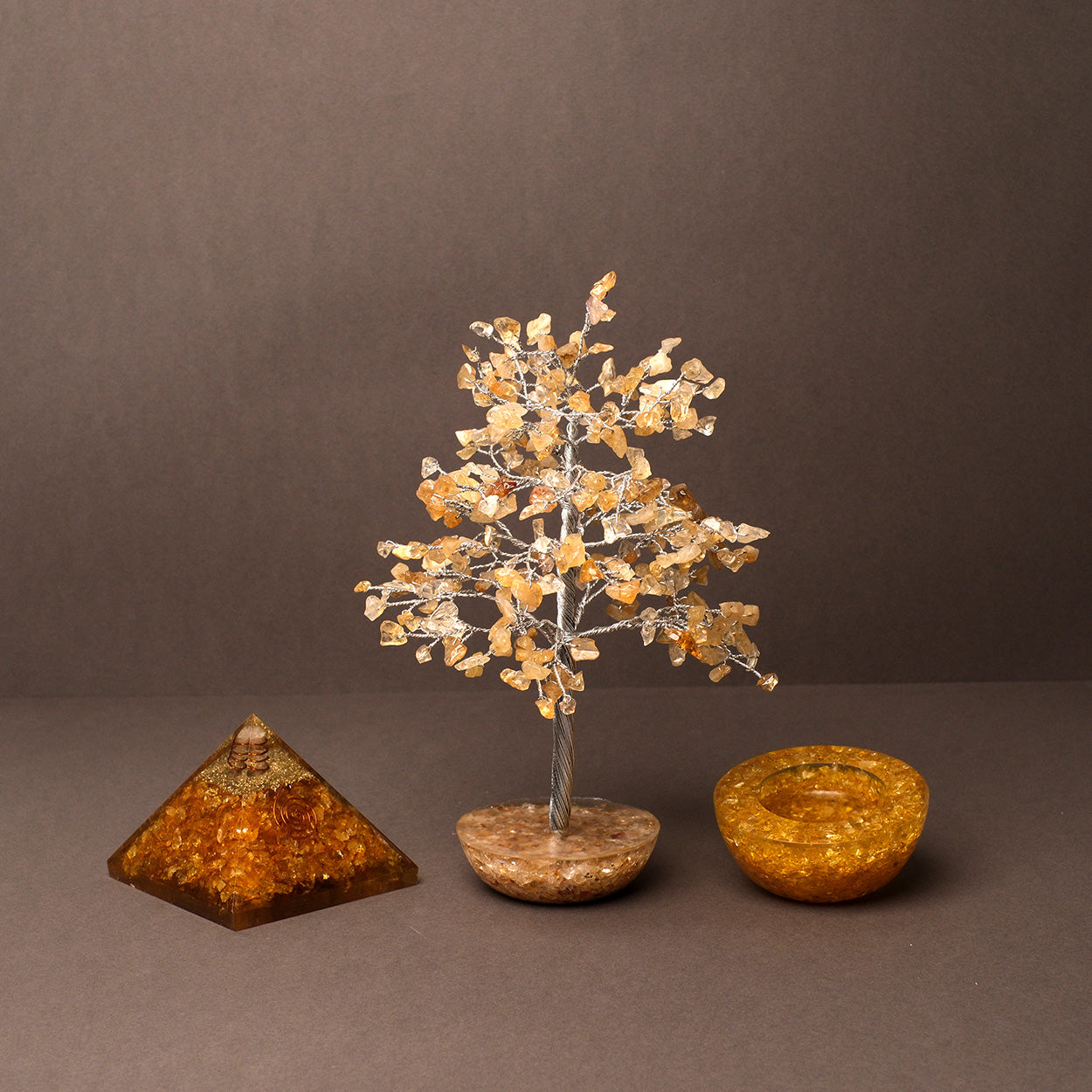 Citrine Combo (Pyramid-tree-candle Holder)