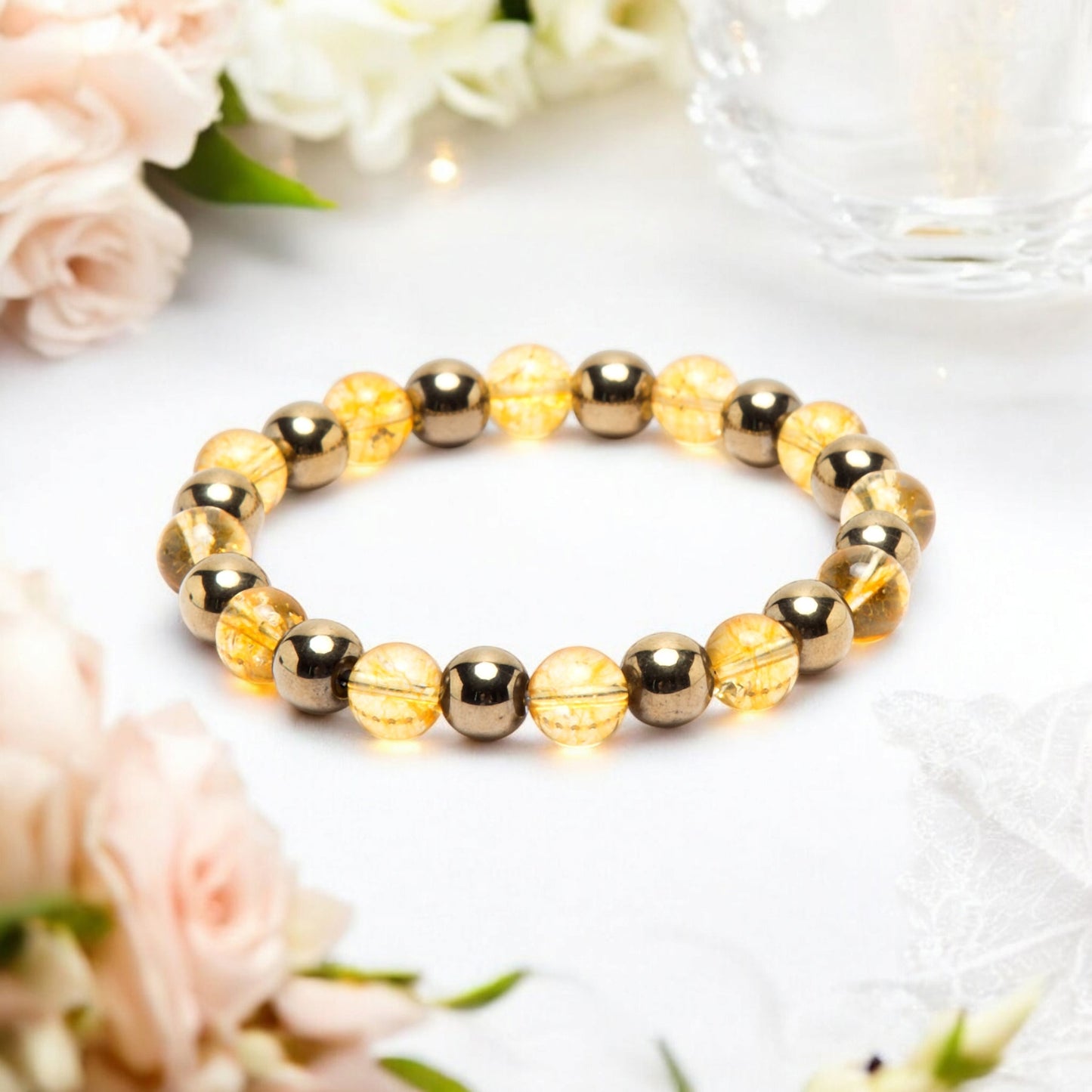 Citrine & Pyrite Crystal Bracelet