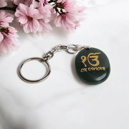 Ek Onkar Keychain / Keyring (Jade Stone)