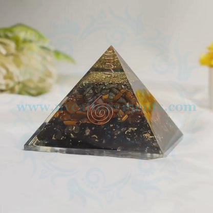 Triple Protection Natural Crystal Stone Orgonite Pyramid