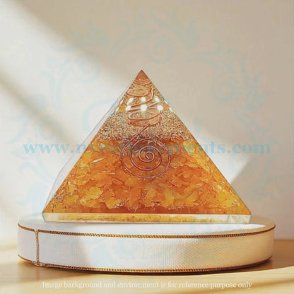 Citrine Natural Crystal Stone Orgonite Pyramid