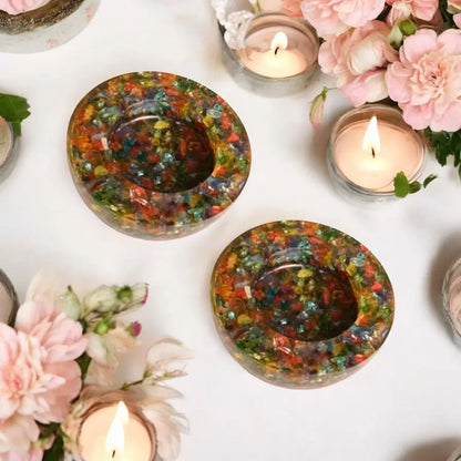 Seven Chakra Orgonite Candle Holder (Pack of 2)